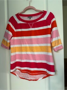 Talbots Red, Pink & Orange Striped Short-Sleeve Tee